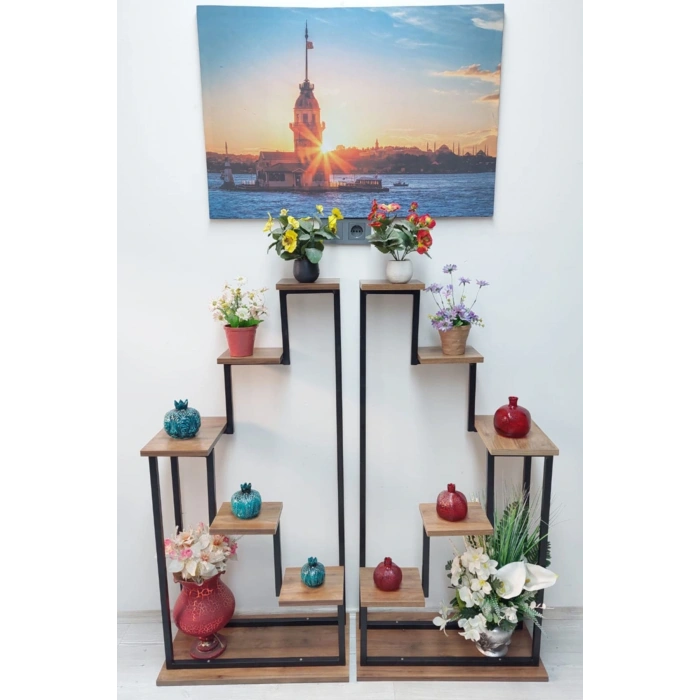 2li Merdiven Çiçeklik, Saksılık, Balkon, Bahçe Dekor.raf,stant