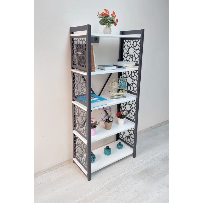 Desenli, Lazer Kesim, Metal, 5li Raf,çiçeklik,kitaplık, Dolap