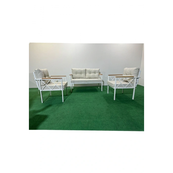 2+1+1 Beyaz profil Balkon-bahçe-kafe- Çay Seti-koltuk Takımı-oturma Grubu-ofis Koltuğu