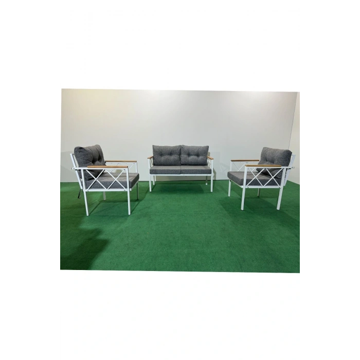 2+1+1 Beyaz profil Balkon-bahçe-kafe- Çay Seti-koltuk Takımı-oturma Grubu-ofis Koltuğu