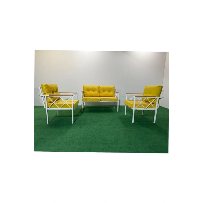 2+1+1 Beyaz profil Balkon-bahçe-kafe- Çay Seti-koltuk Takımı-oturma Grubu-ofis Koltuğu