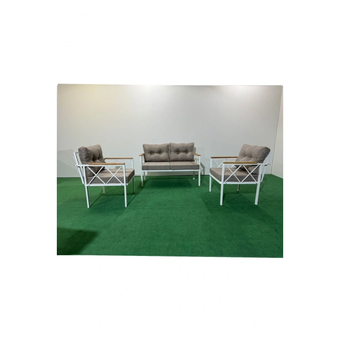 2+1+1 Beyaz profil Balkon-bahçe-kafe- Çay Seti-koltuk Takımı-oturma Grubu-ofis Koltuğu