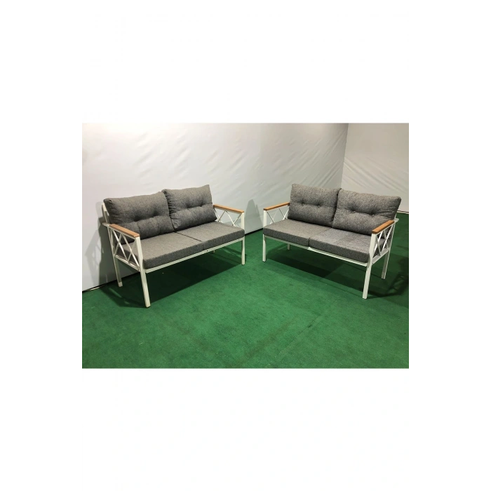 2+2Balkon-bahçe-kafe-çay Seti-koltuk Takımı-oturma Grubu-ofis Koltuğu 2+2 beyaz profil demir