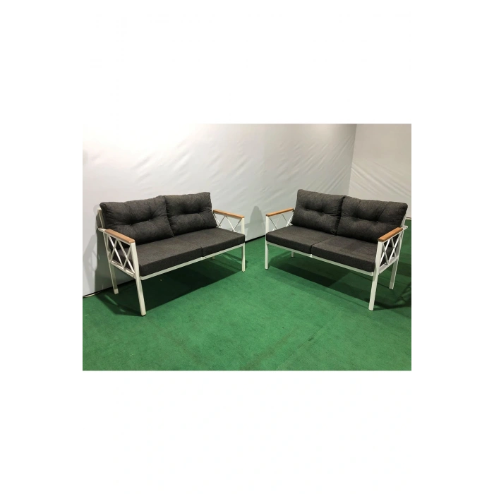 2+2Balkon-bahçe-kafe-çay Seti-koltuk Takımı-oturma Grubu-ofis Koltuğu 2+2 beyaz profil demir