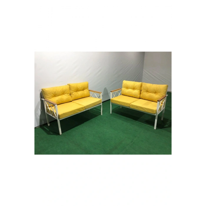 2+2Balkon-bahçe-kafe-çay Seti-koltuk Takımı-oturma Grubu-ofis Koltuğu 2+2 beyaz profil demir