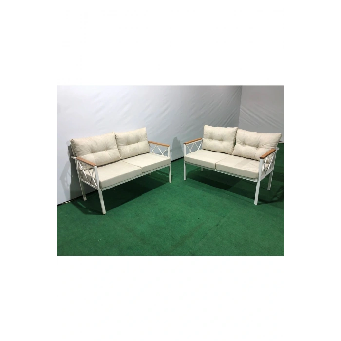 2+2Balkon-bahçe-kafe-çay Seti-koltuk Takımı-oturma Grubu-ofis Koltuğu 2+2 beyaz profil demir