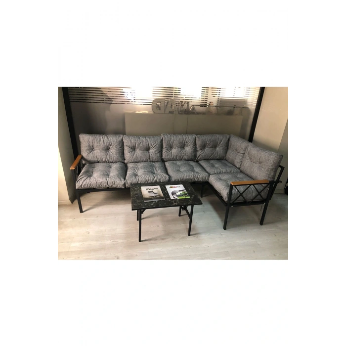miami Köşe Koltuk Takımı , 3+2 Balkon-bahçe-çay Seti-mutfak Köşesi mermer desen 70x50cm sehpa