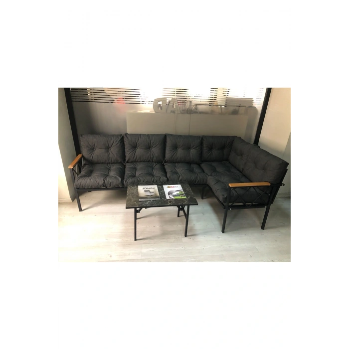 miami Köşe Koltuk Takımı , 3+2 Balkon-bahçe-çay Seti-mutfak Köşesi mermer desen 70x50cm sehpa