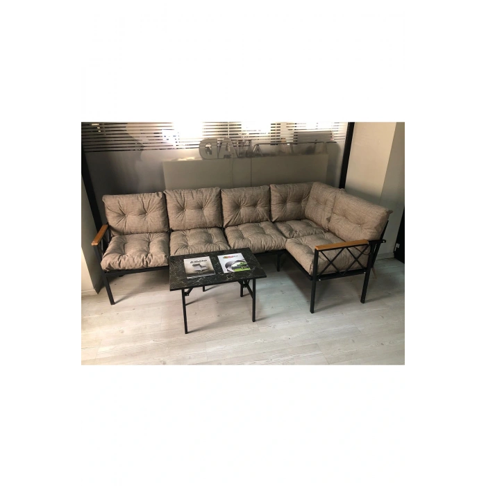 miami Köşe Koltuk Takımı , 3+2 Balkon-bahçe-çay Seti-mutfak Köşesi mermer desen 70x50cm sehpa