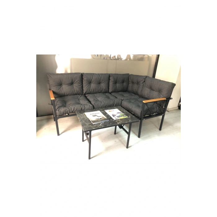 miami Köşe Koltuk Takımı , 2+2 Balkon-bahçe-çay Seti-mutfak Köşesi mermer desen 70x50cm sehpa