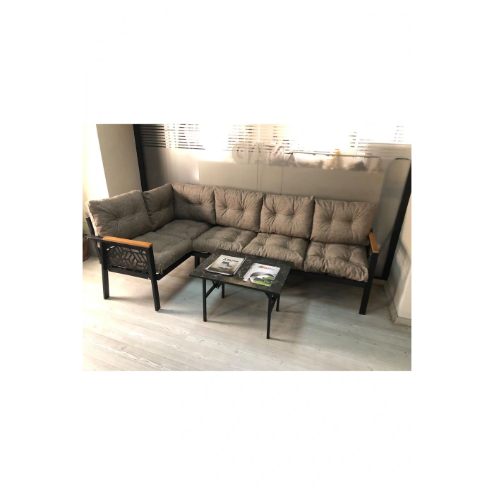 Miami melisa 3+2 Köşe Yön değiştirilebilir Koltuk Takımı Balkon-bahçe-kafe mermerdesen 70x50cm sehpa