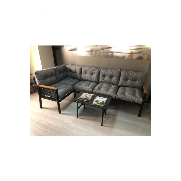 Miami melisa 3+2 Köşe Yön değiştirilebilir Koltuk Takımı Balkon-bahçe-kafe mermerdesen 70x50cm sehpa