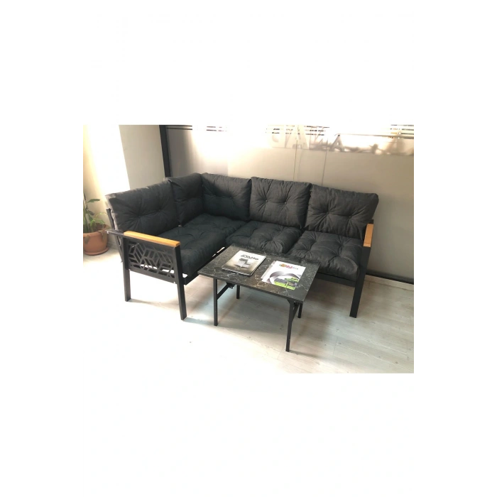 Miami melisa 2+2 Köşe Yön değiştirilebilir Koltuk Takımı Balkon-bahçe-kafe mermerdesen 70x50cm sehpa