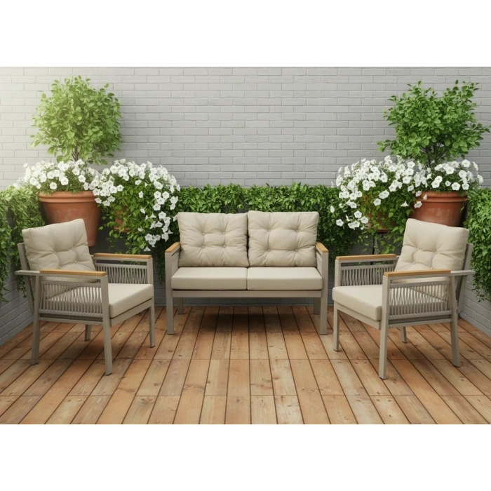 OPAL 2+1+1 (CAPPUCCİNO) Metal Gövde Balkon-bahçe-kafe,çay Seti,koltuk Takımı,oturma Grubu,ofis Koltuğu