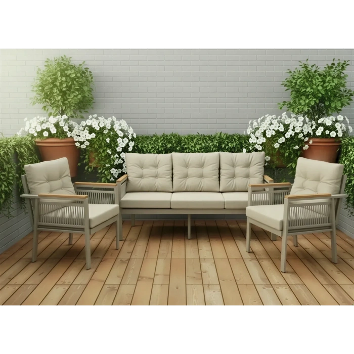 OPAL 3+1+1 (CAPPUCCİNO) Metal Gövde Balkon-bahçe-kafe,çay Seti,koltuk Takımı,oturma Grubu,ofis Koltuğu