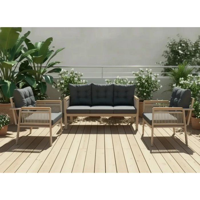 OPAL 3+1+1 (ANTRASİT) Metal Gövde Balkon-bahçe-kafe,çay Seti,koltuk Takımı,oturma Grubu,ofis Koltuğu