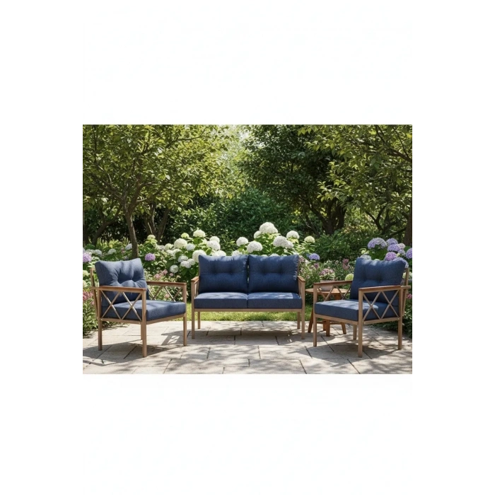 Safir cappuccino profil Bahçe,balkon,çayseti,teras,cafe Mobilyası Koltuk Oturma Takımı Grubu-mavi Metal Kanepe Oturak