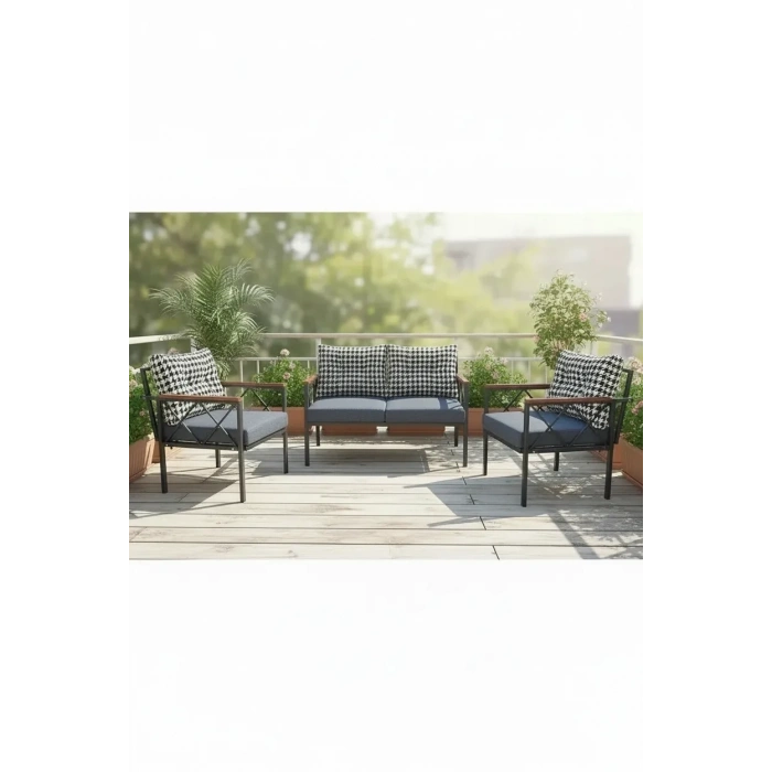 Safir 2+1+1 Kaz Ayağı Kırlent Balkon-bahçe-kafe Çay Seti Koltuk Oturma Takımı-oturma Grubu