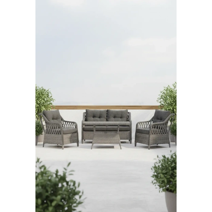 MENEKŞE 2+1+1+masa Rattan Bahçe Balkon Mobilyası