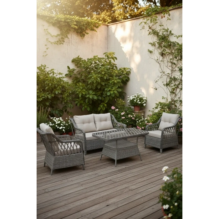 MENEKŞE 2+1+1+masa Rattan Bahçe Balkon Mobilyası
