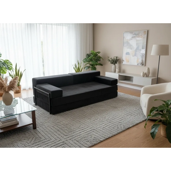 Defne Aktivite koltuğu Kanepe Koltuk Yataklı Kanepe Üçlü Koltuk Fitilli Kadife Üçlü Kanepe (antrasit) (90x200cm)