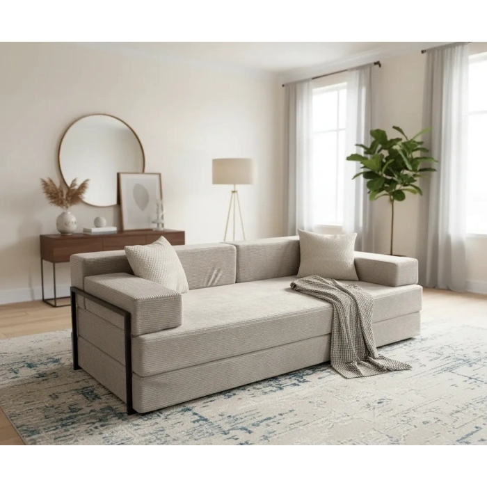 Defne Aktivite koltuğu Kanepe Koltuk Yataklı Kanepe Üçlü Koltuk Fitilli Kadife Üçlü Kanepe (gri) (90x200cm)