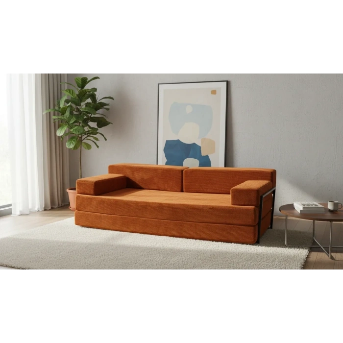 Defne Aktivite koltuğu Kanepe Koltuk Yataklı Kanepe Üçlü Koltuk Fitilli Kadife Üçlü Kanepe (kremit) (90x200cm)