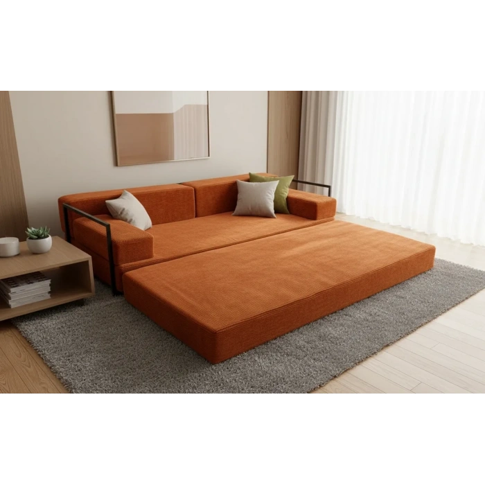 Defne Aktivite koltuğu Kanepe Koltuk Yataklı Kanepe Üçlü Koltuk Fitilli Kadife Üçlü Kanepe (kremit) (90x200cm)