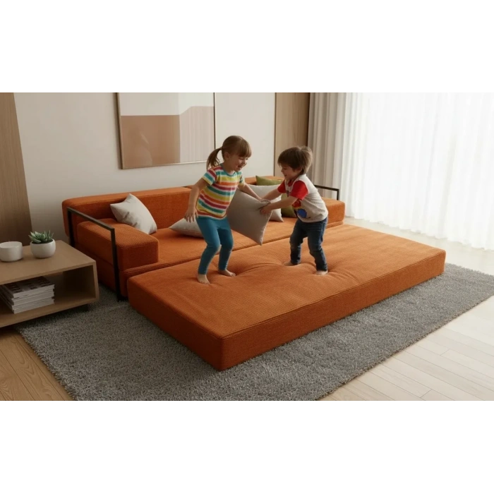 Defne Aktivite koltuğu Kanepe Koltuk Yataklı Kanepe Üçlü Koltuk Fitilli Kadife Üçlü Kanepe (kremit) (90x200cm)