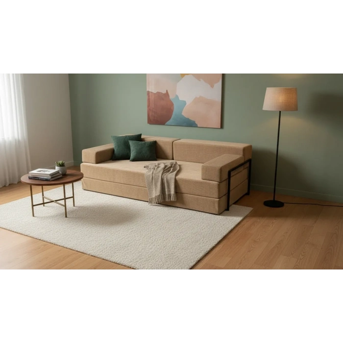 Defne Aktivite koltuğu Kanepe Koltuk Yataklı Kanepe Üçlü Koltuk Fitilli Kadife Üçlü Kanepe (bej) (90x200cm)