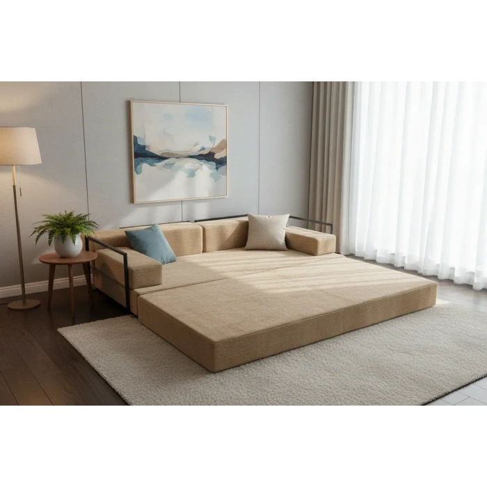 Defne Aktivite koltuğu Kanepe Koltuk Yataklı Kanepe Üçlü Koltuk Fitilli Kadife Üçlü Kanepe (bej) (90x200cm)