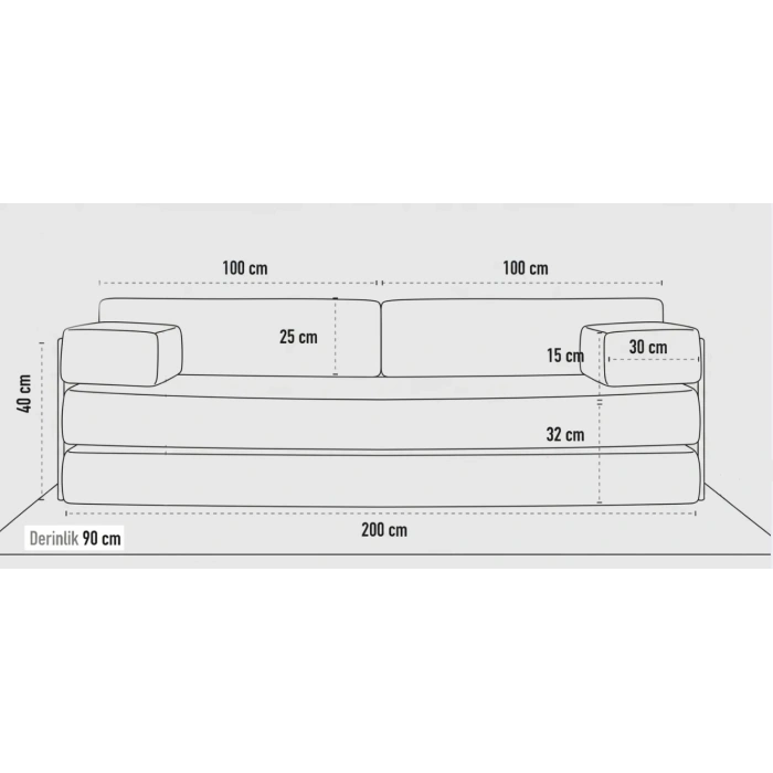 Defne Aktivite koltuğu Kanepe Koltuk Yataklı Kanepe Üçlü Koltuk Fitilli Kadife Üçlü Kanepe (antrasit) (90x200cm)