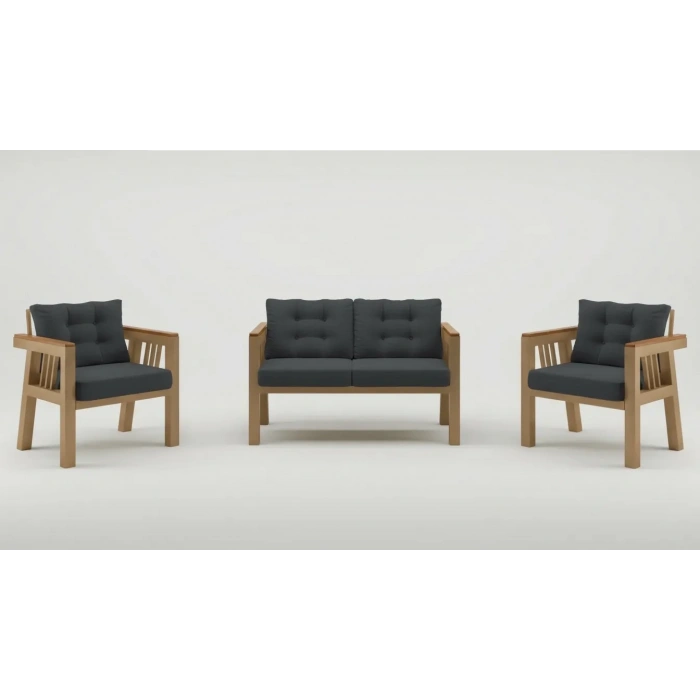 Elmas 2+1+1 (ANTRASİT) Metal Gövde Balkon-bahçe-kafe,çay Seti,koltuk Takımı,oturma Grubu,ofis Koltuğu