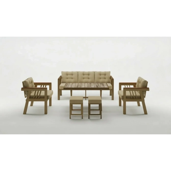 Elmas 3+1+1 + Masa + 2 puf (CAPPUCCİNO) Metal Gövde Balkon-bahçe-kafe,çay Seti,koltuk Takımı,oturma Grubu,ofis Koltuğu