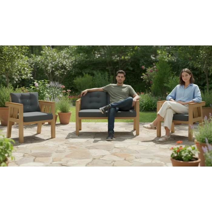 Elmas 2+1+1 (ANTRASİT) Metal Gövde Balkon-bahçe-kafe,çay Seti,koltuk Takımı,oturma Grubu,ofis Koltuğu