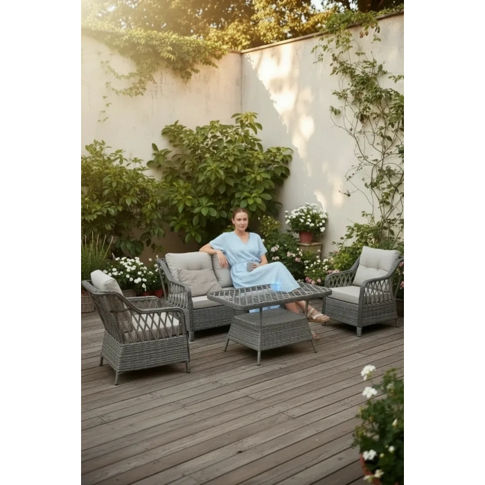 MENEKŞE 2+1+1+masa Rattan Bahçe Balkon Mobilyası