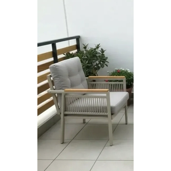 OPAL 1li (GRİ) Metal Gövde Balkon-bahçe-kafe,çay Seti,koltuk Takımı,oturma Grubu,ofis Koltuğu