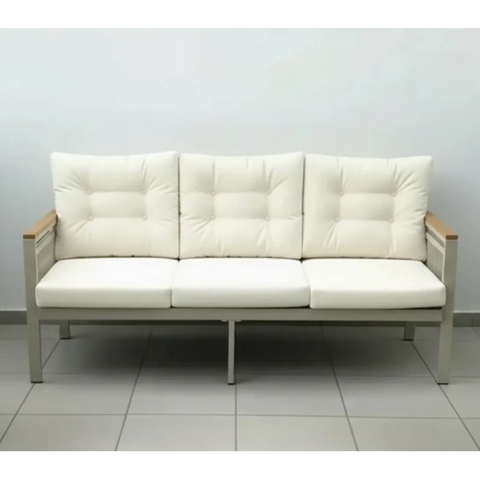 OPAL 3lü (KREM) Metal Gövde Balkon-bahçe-kafe,çay Seti,koltuk Takımı,oturma Grubu,ofis Koltuğu