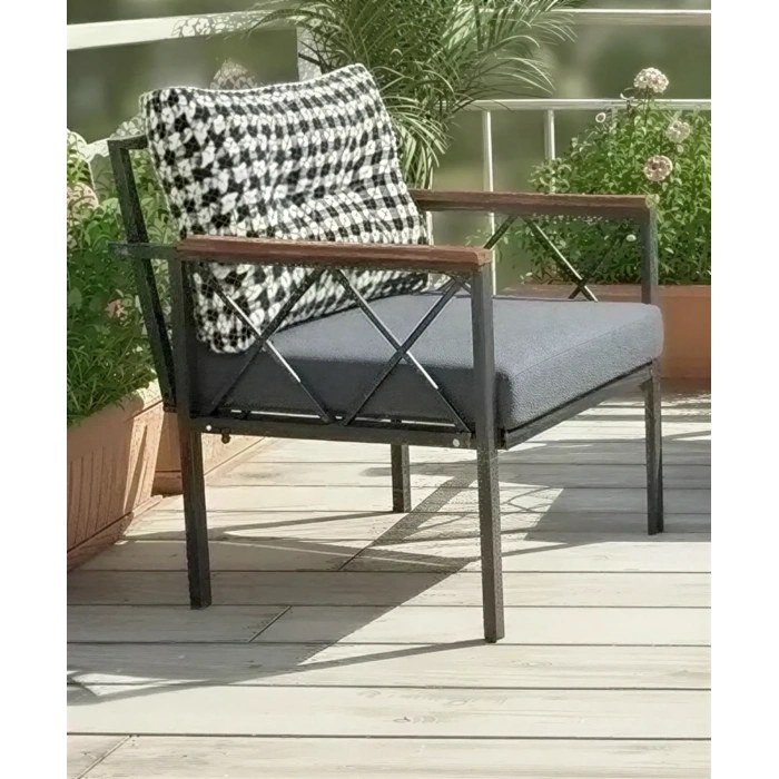 Safir 1li Kaz Ayağı Kırlent Balkon-bahçe-kafe Çay Seti Koltuk Oturma Takımı-oturma Grubu