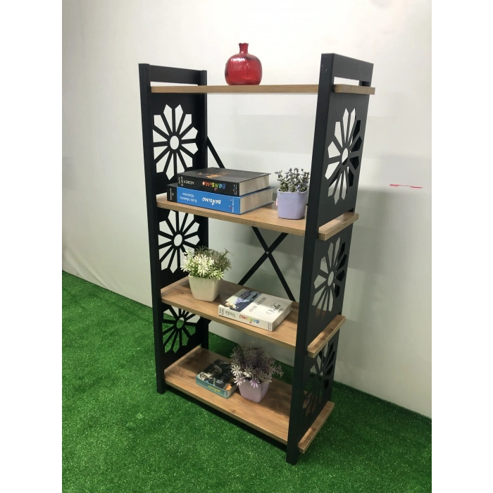 Desenli, Lazer Kesim, Metal, 4lü Raf,çiçeklik,kitaplık, Dolap