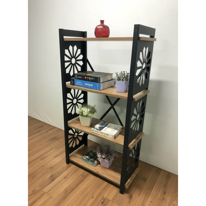 Desenli, Lazer Kesim, Metal, 4lü Raf,çiçeklik,kitaplık, Dolap