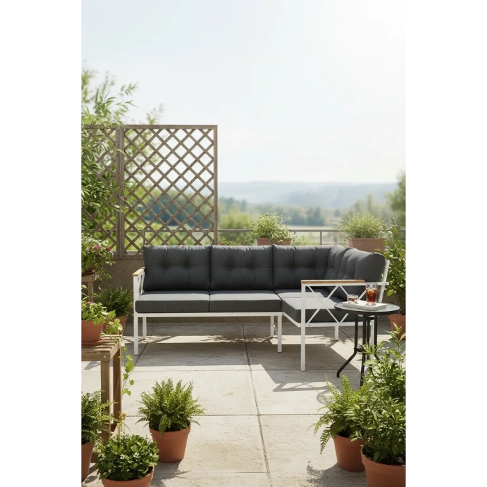 Köşe Koltuk Takımı , 2 2 Balkon-bahçe-kafe,çay Seti,koltuk Takımı,mutfak Köşesi Beyaz Profil