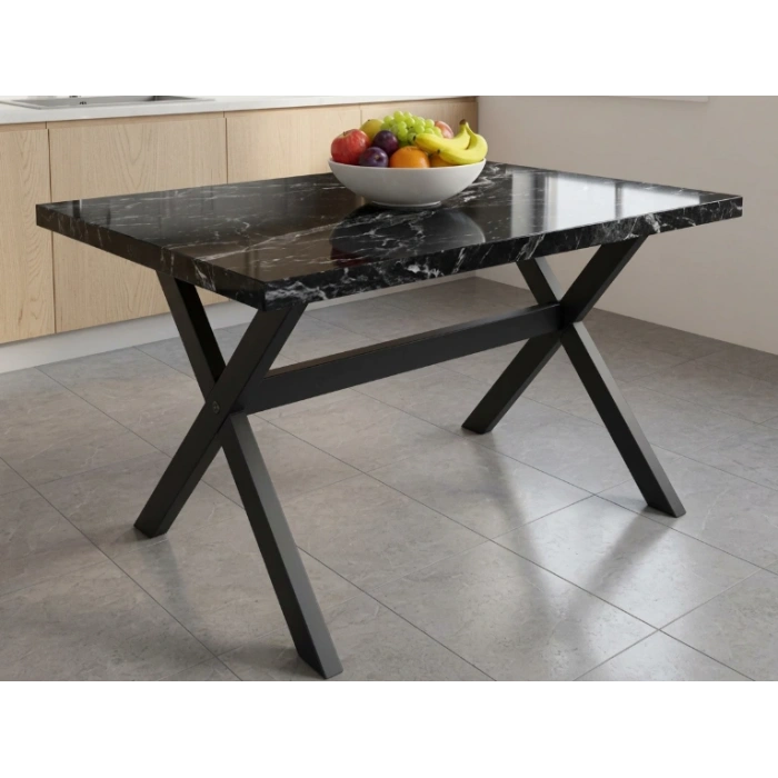 SUNTALAM X METAL AYAK BAHÇE MOBİLYASI MASA 70x110cm MERMER DESEN