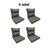 4 Adet Bahçe Balkon Mobilyası Minderi antrasit(4 ADET MİNDER, 4 ADET KIRLENT)