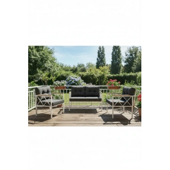 2+1+1 Beyaz profil Balkon-bahçe-kafe- Çay Seti-koltuk Takımı-oturma Grubu-ofis Koltuğu