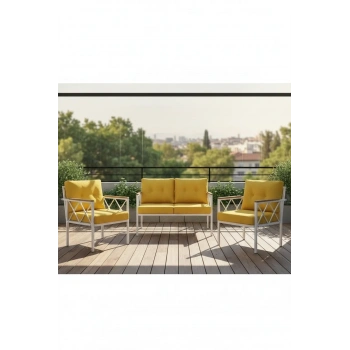 2+1+1 Beyaz profil Balkon-bahçe-kafe- Çay Seti-koltuk Takımı-oturma Grubu-ofis Koltuğu