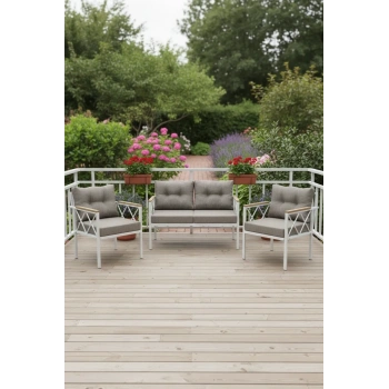 2+1+1 Beyaz profil Balkon-bahçe-kafe- Çay Seti-koltuk Takımı-oturma Grubu-ofis Koltuğu