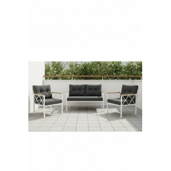 2+1+1 Beyaz profil Balkon-bahçe-kafe- Çay Seti-koltuk Takımı-oturma Grubu-ofis Koltuğu