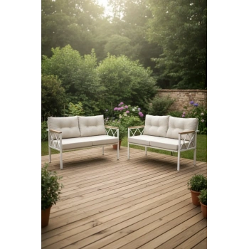 2+2Balkon-bahçe-kafe-çay Seti-koltuk Takımı-oturma Grubu-ofis Koltuğu 2+2 beyaz profil demir