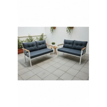 2+2Balkon-bahçe-kafe-çay Seti-koltuk Takımı-oturma Grubu-ofis Koltuğu 2+2 beyaz profil demir